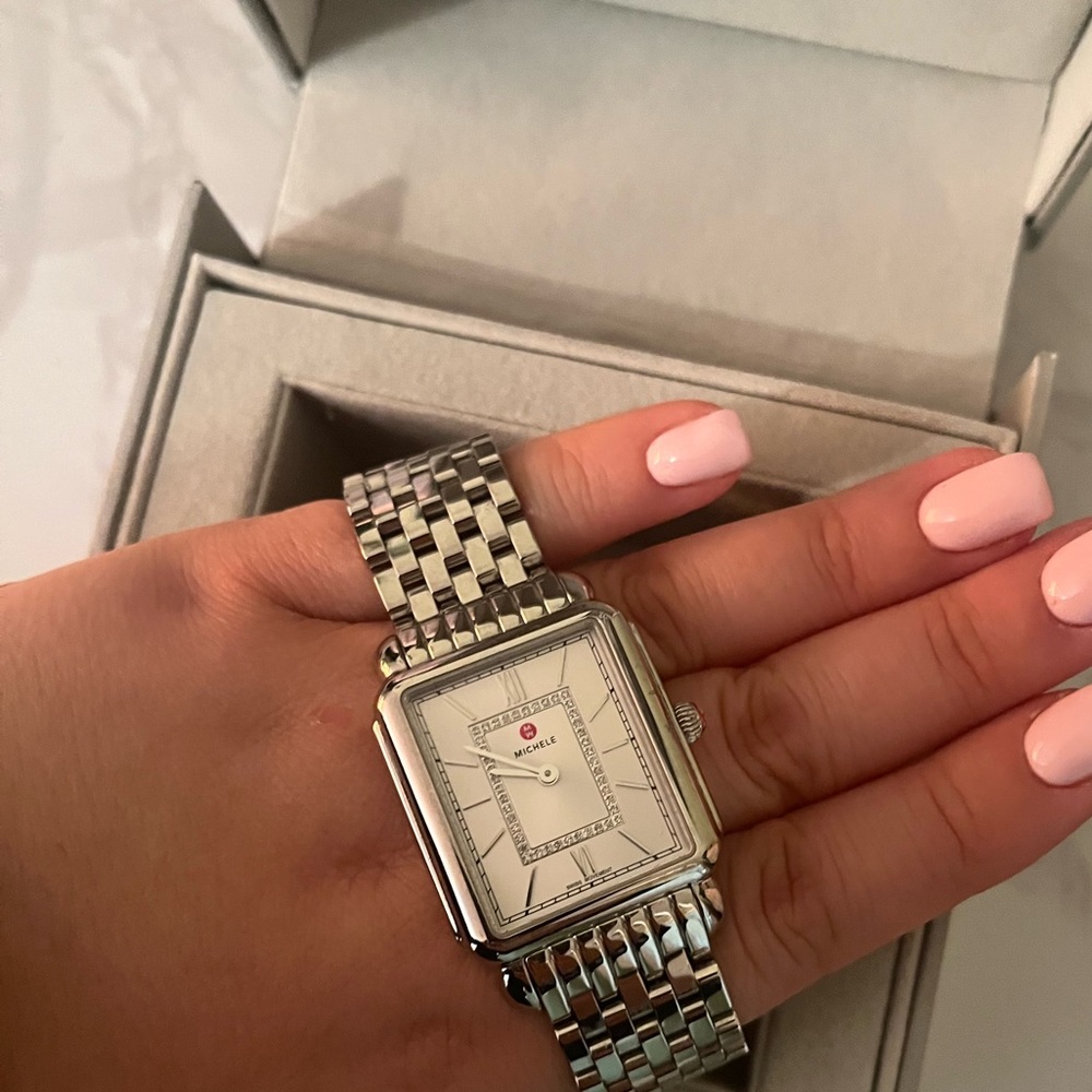 Michele Women's Deco II Diamond Bracelet Watch, 20mm x 43mm with Stones